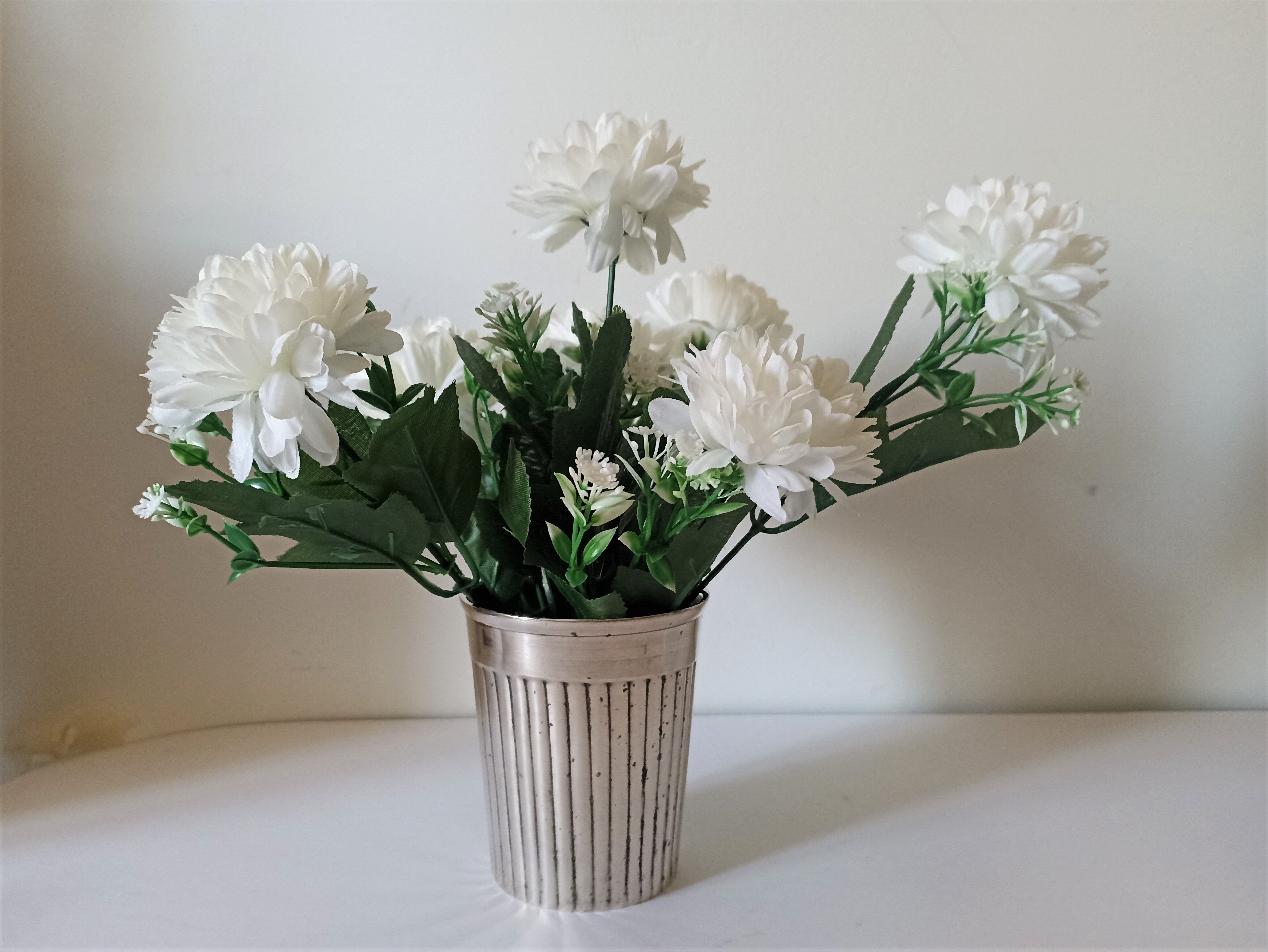 Silver metal vase