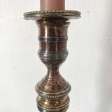 Pair of silver-plated metal candlesticks