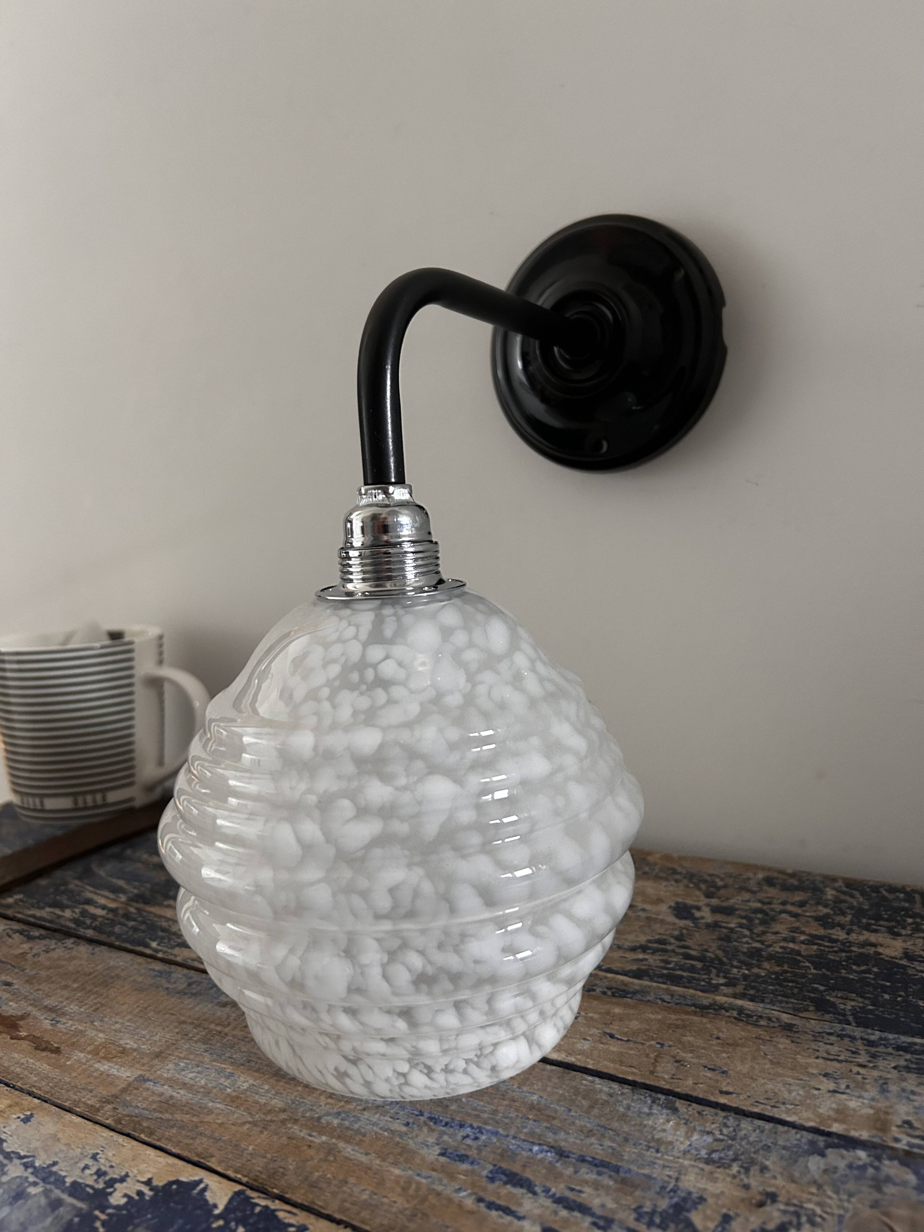 Vichy Art Deco glass wall light