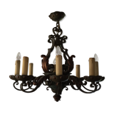 Rustic wrought iron chandelier 8 branches