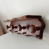 Vintage wall-mounted coat rack in solid oak