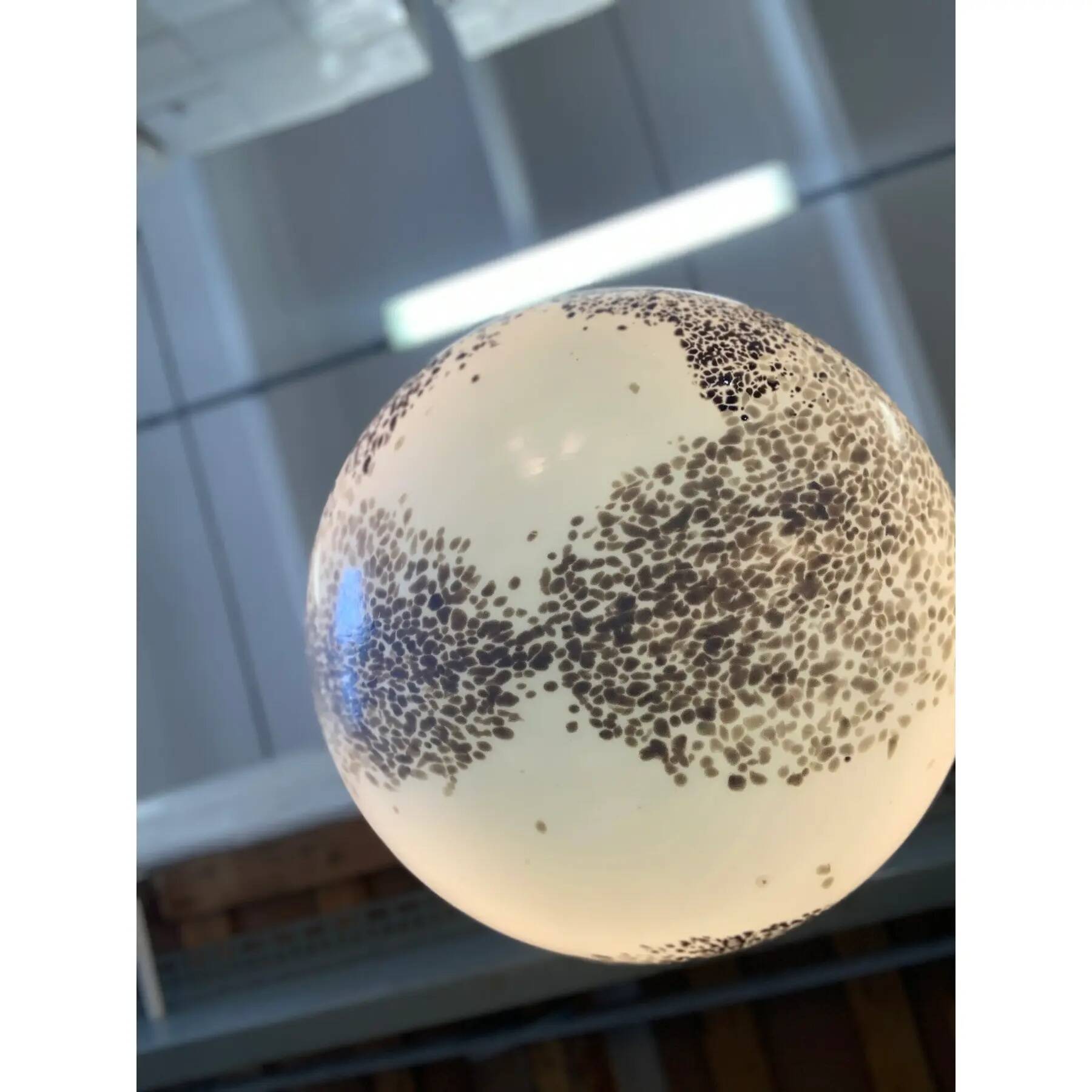 Brown and Beige Murrine Milky-White Sphere in Contemporary Murano-Style Glass