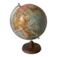 Old terrestrial globe with wooden base H46 cm