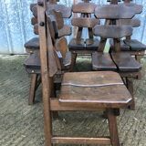 6 brutalist chairs in solid oak