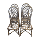 Série de 4 chaises en rotin vintage