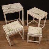Four lacquered and painted living room coffee tables