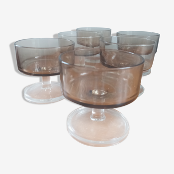 6 grey vintage ice cream cups