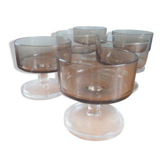 6 grey vintage ice cream cups