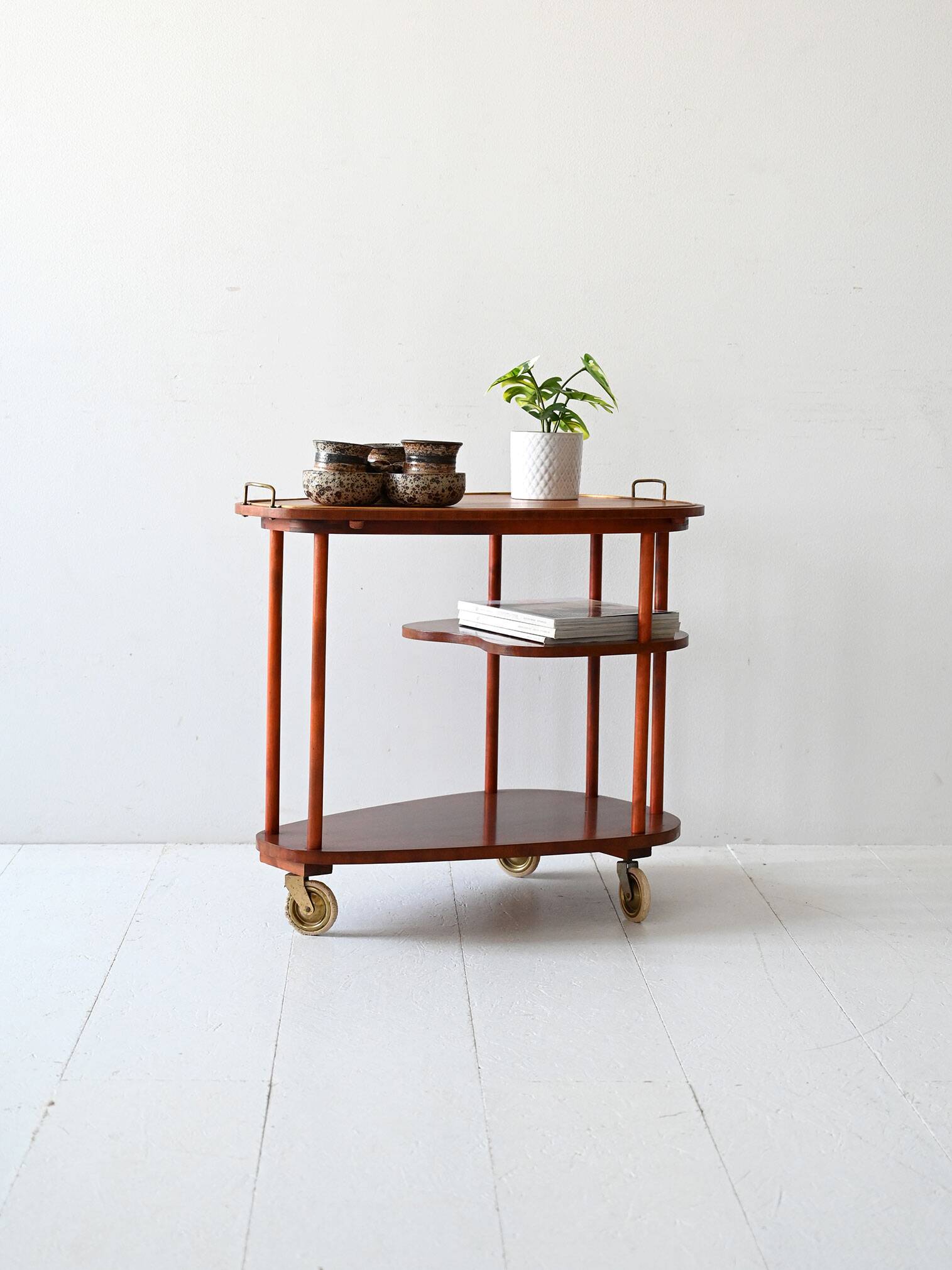 Scandinavian vintage mahogany trolley, 1940s