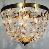 2-light brass and crystal ceiling light