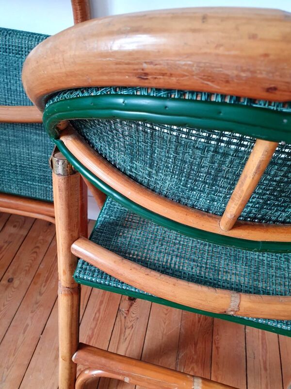 Paire de chaises de bistrot pliantes en rotin