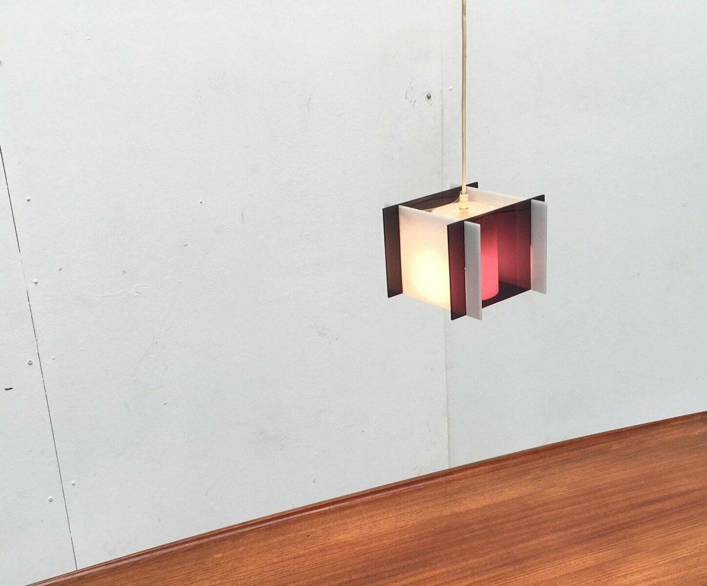 Mid-century space style acrylic cube pendant lamp, 1960s