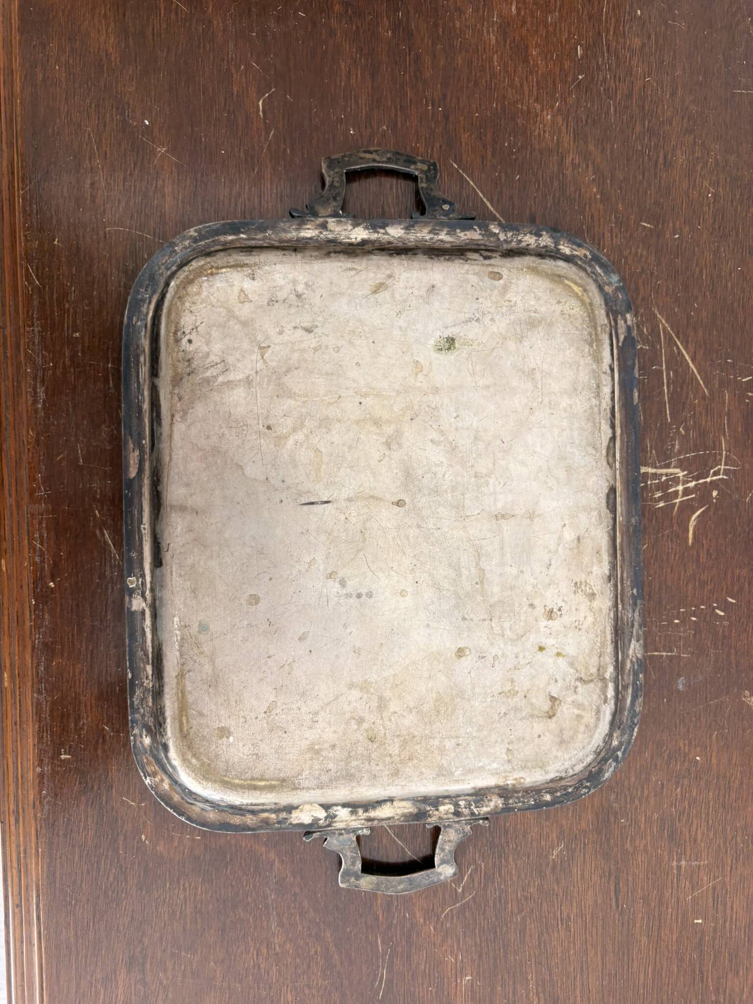 Silver Plated Metal Tray Louis XVI Style 1920 Gordon Hanse Pattern