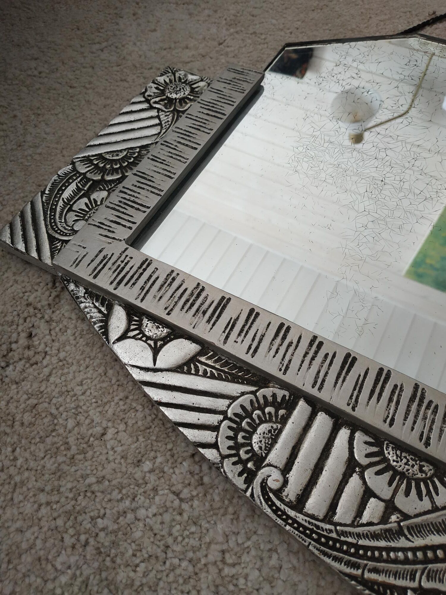 Art Deco silver wood mirror