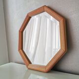 Vintage wooden mirror with cut glass, 80s (54 x 54 cm)