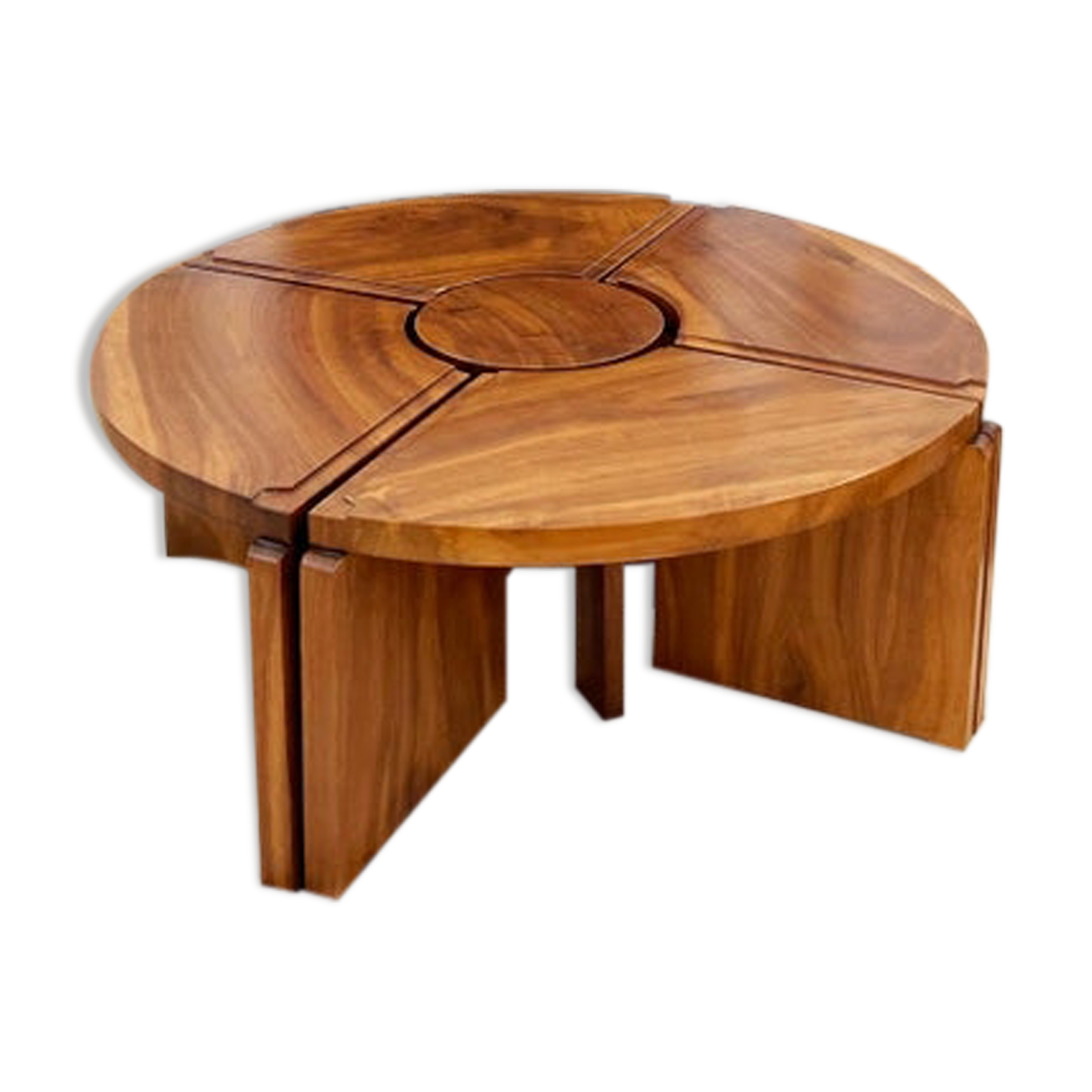 Modular "nuclear" bench + 5-piece coffee table 1940s