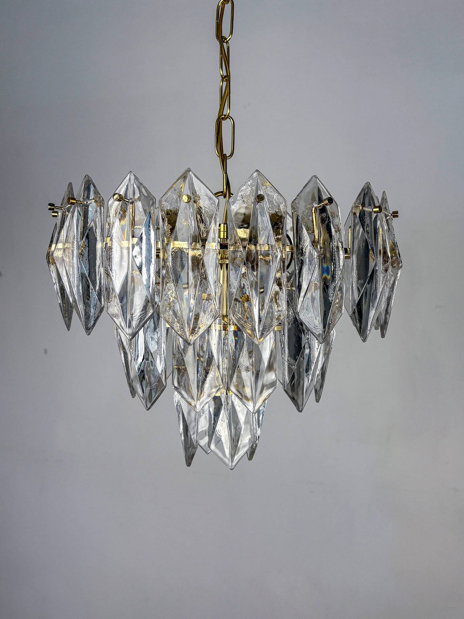 JT Kalmar chandelier, cut glass, 3 levels, Austria, circa 1970s