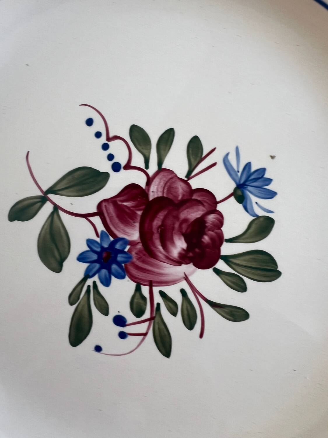 Large Sarreguemines Digoin Flower hand-painted dish