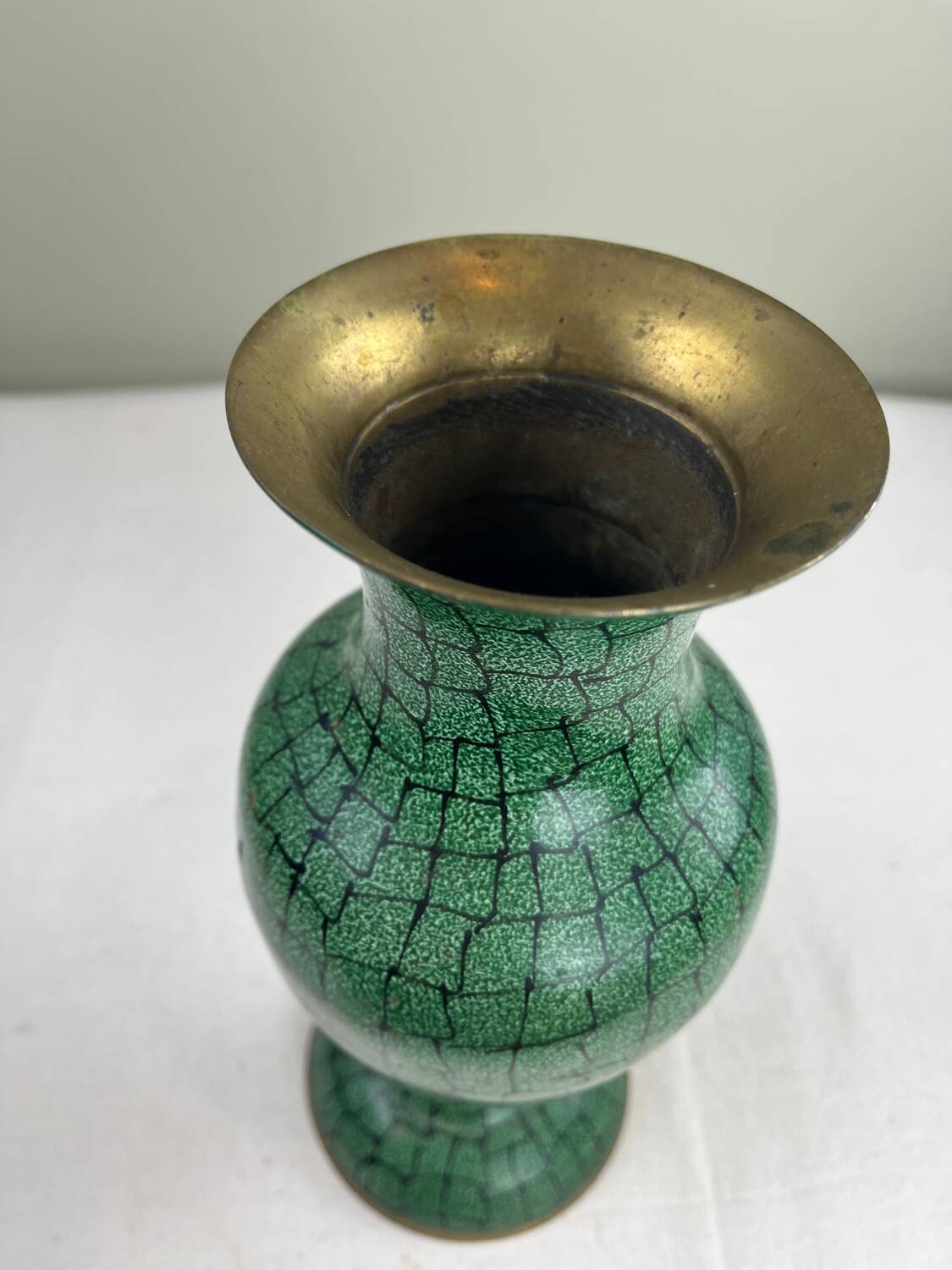 Decorated brass vase
