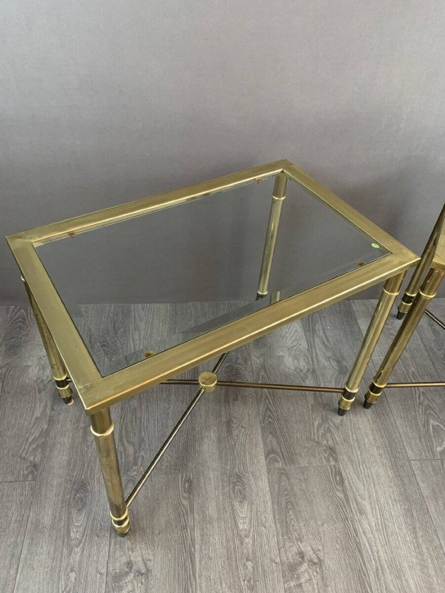 Pair of 20th Century Metal and Glass Side Tables