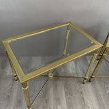Paire de tables d’appoint en métal et verre, XXème siècle