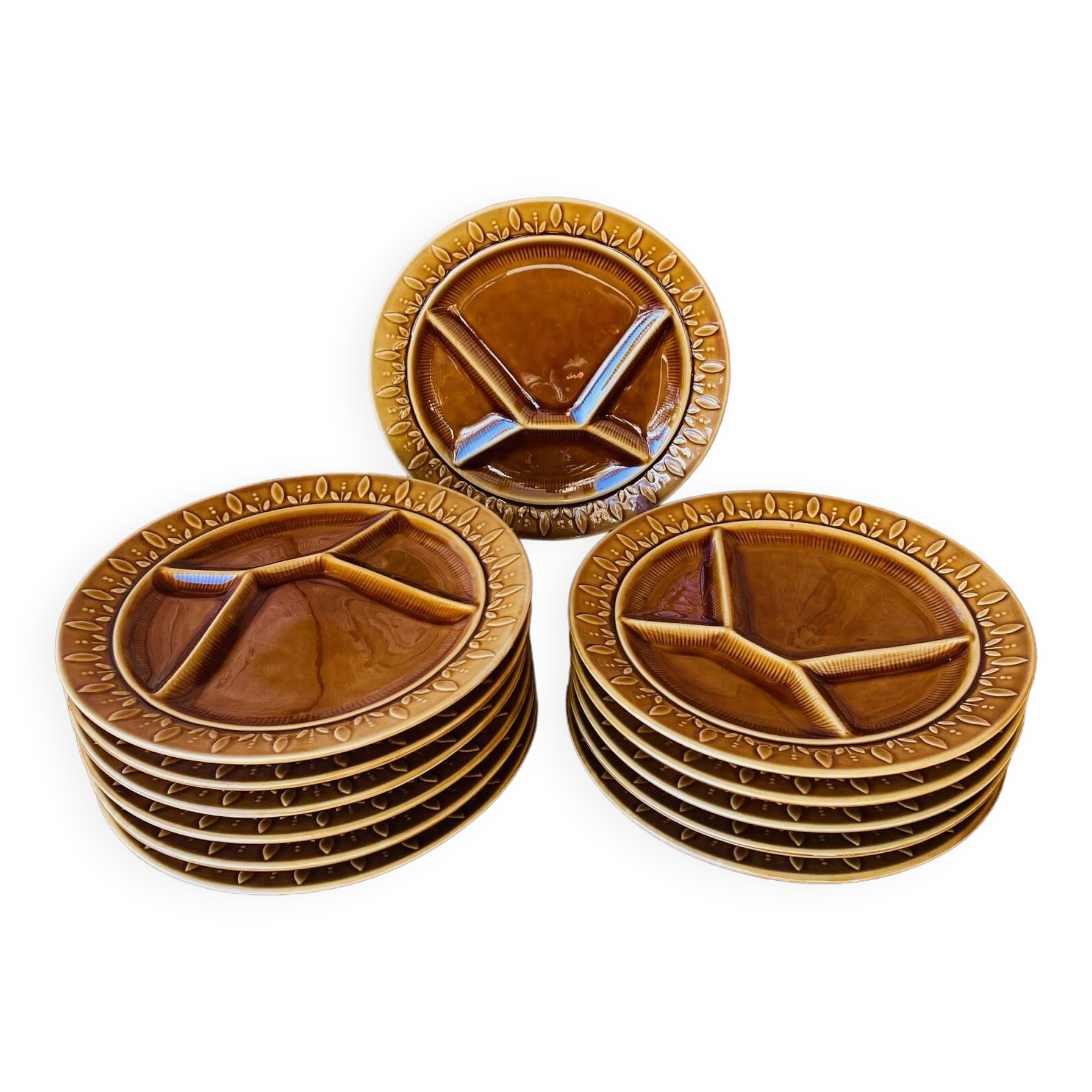 12 vintage fondue plates Sarreguemines France