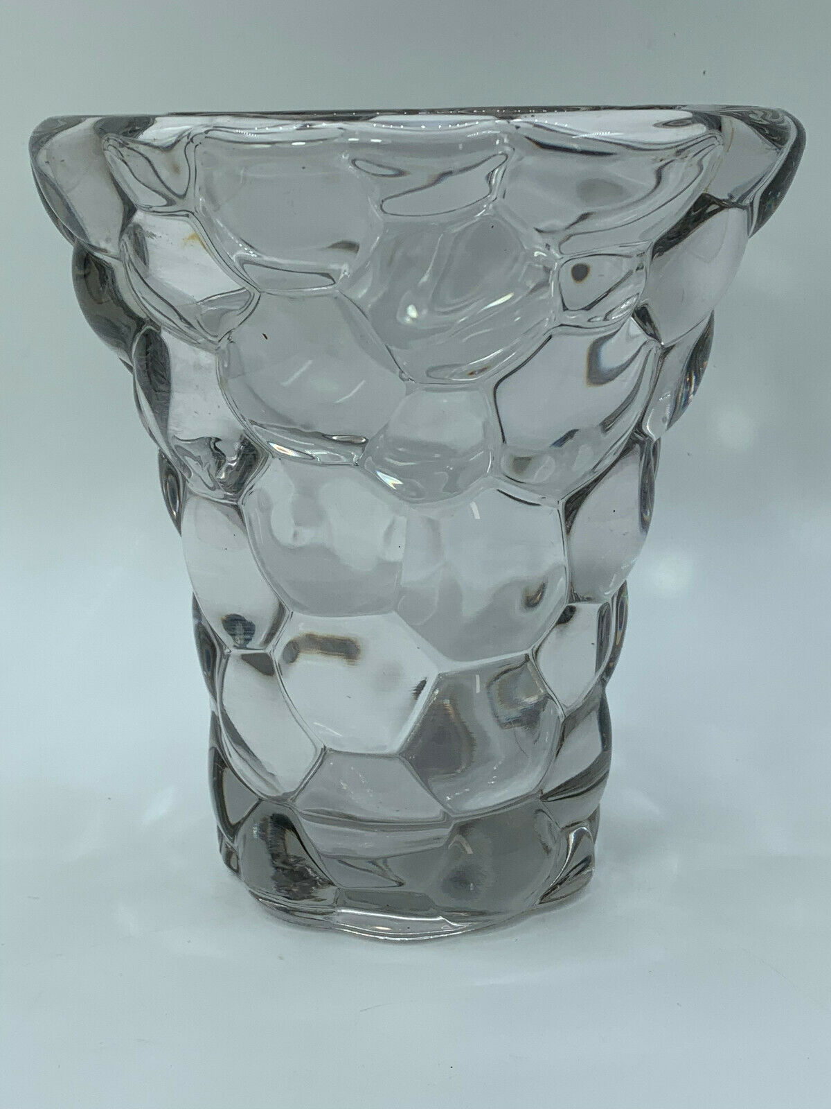 Glass vase or transparent crystal honeycomb art deco