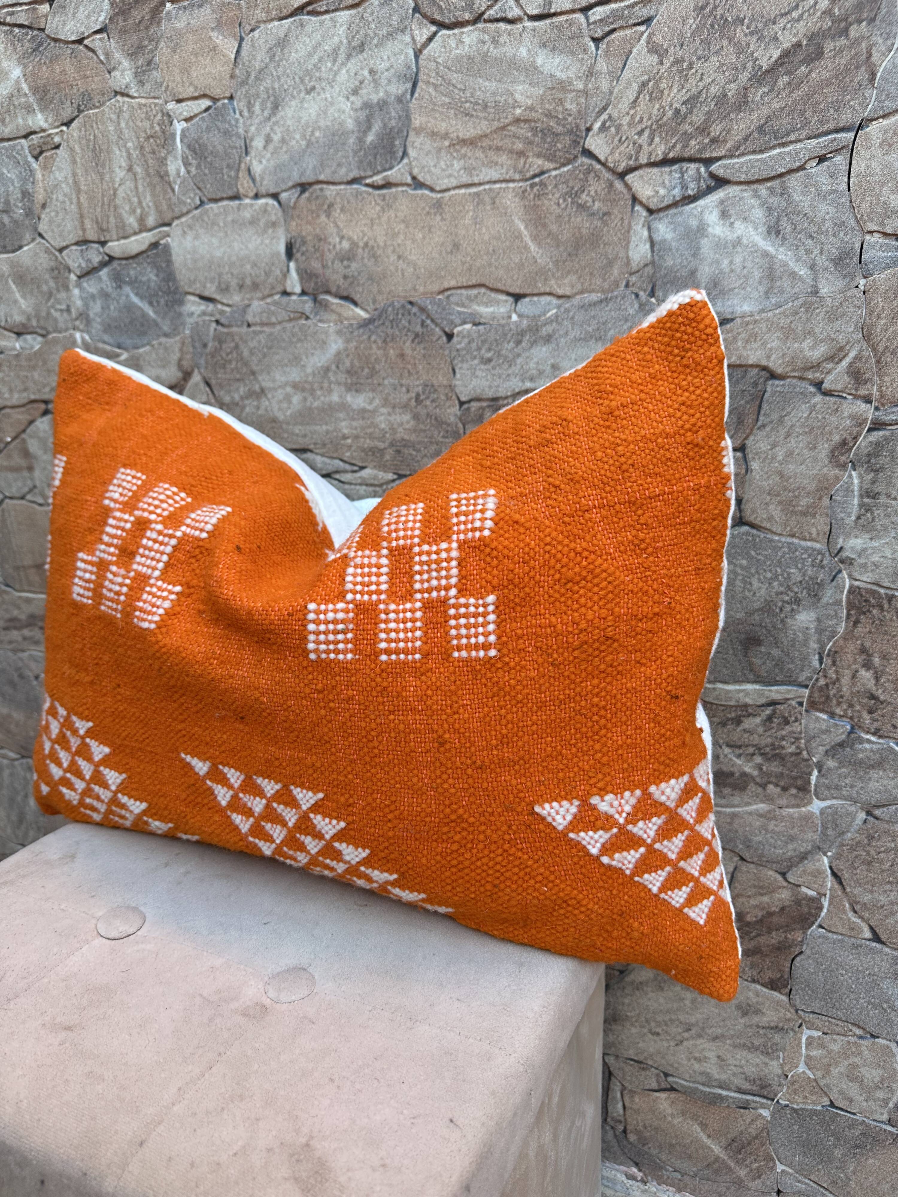 Moroccan orange pillowcase, Berber cushion cover, ear pillowcase.