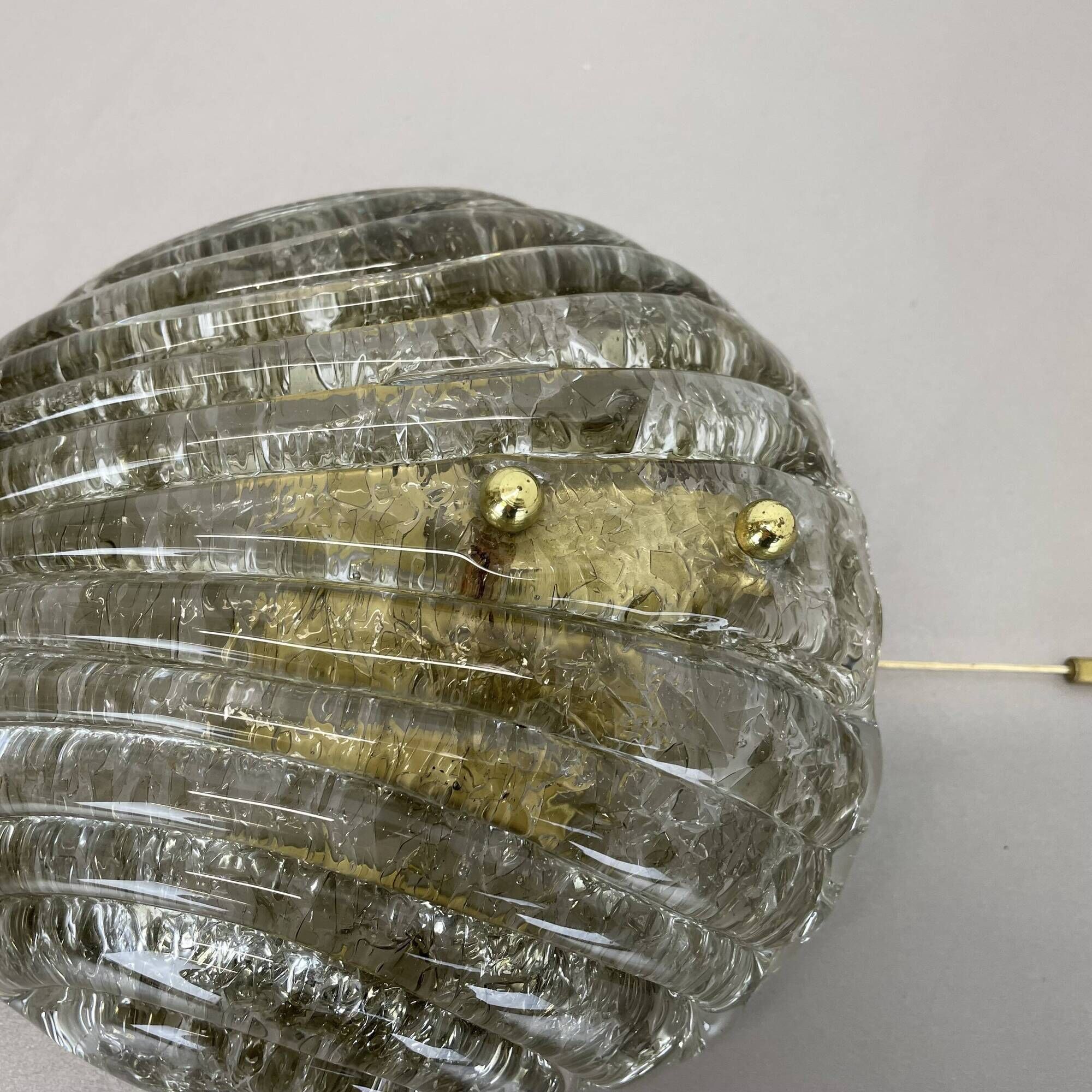 Vintage Murano gold Ice Glass Metal Wall Light by Kaiser Leuchten, Germany 1970s