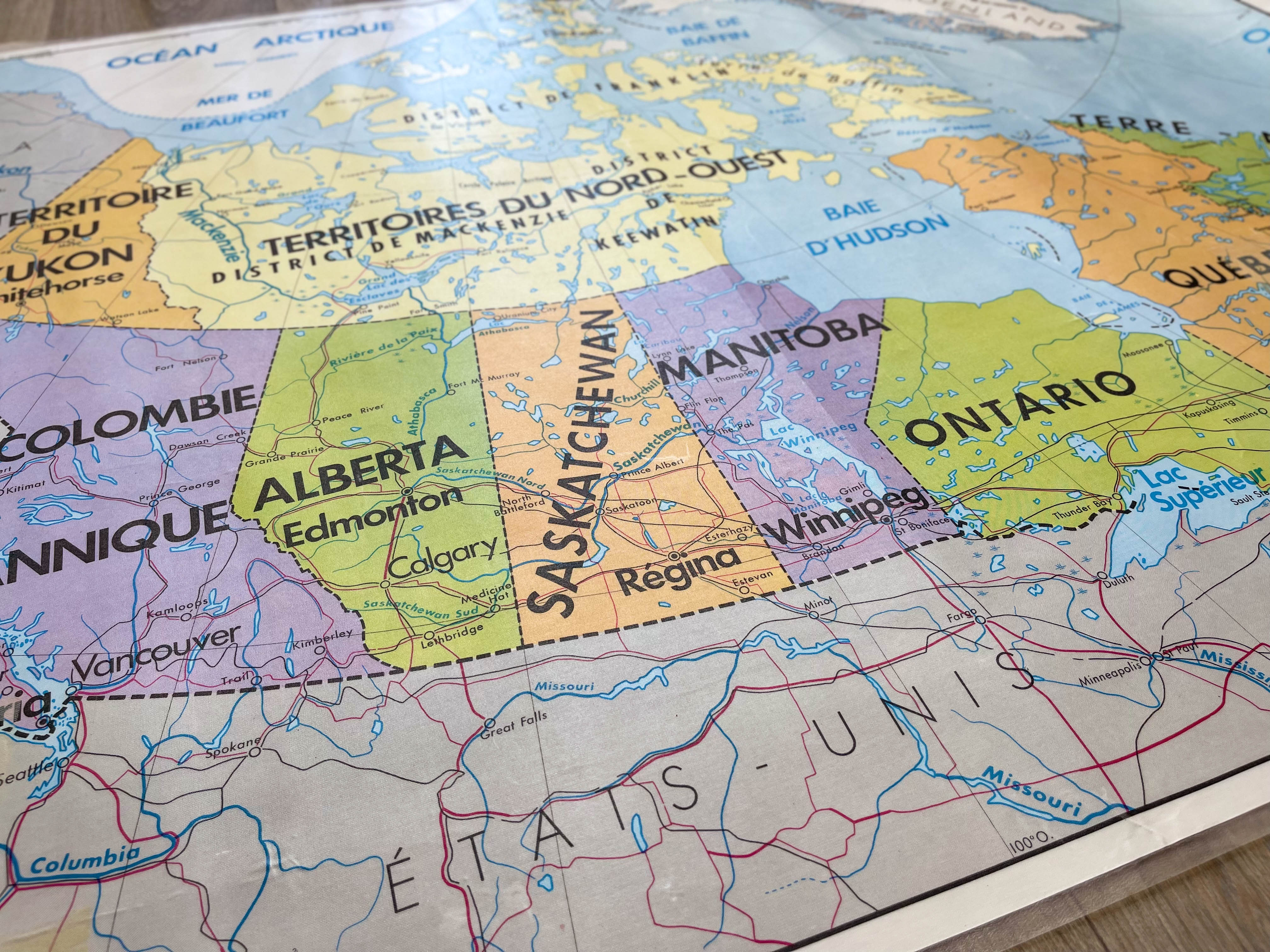 Carte scolaire vintage canada mdi année 1971