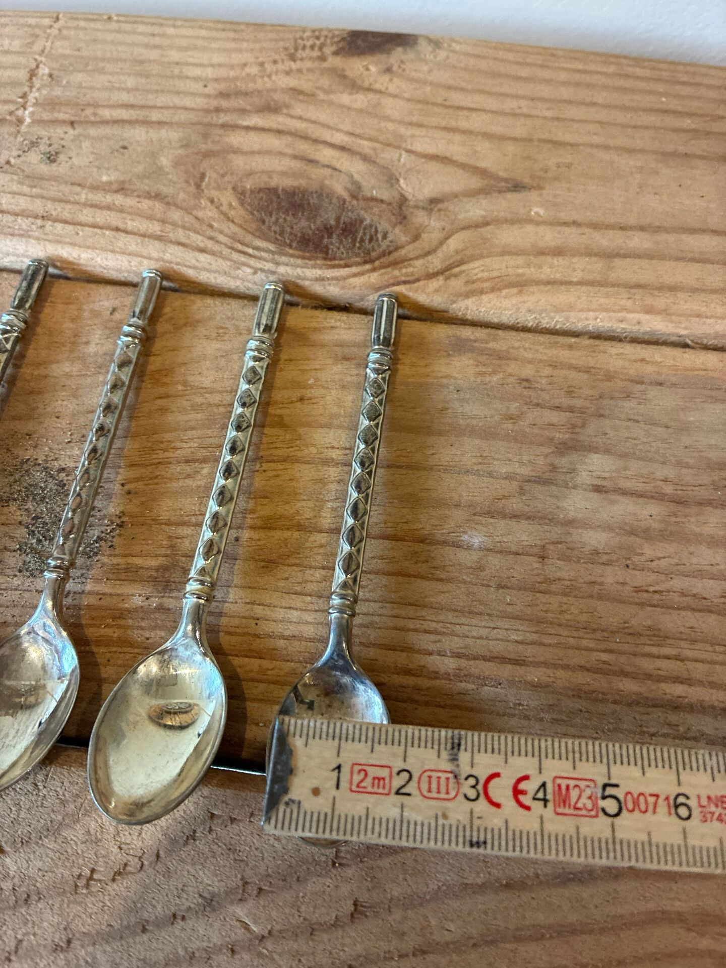 Set of 5 silver-plated moka/café spoons – Geometric pattern Ar