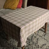 Vintage Red Beige Checkered Tablecloth
