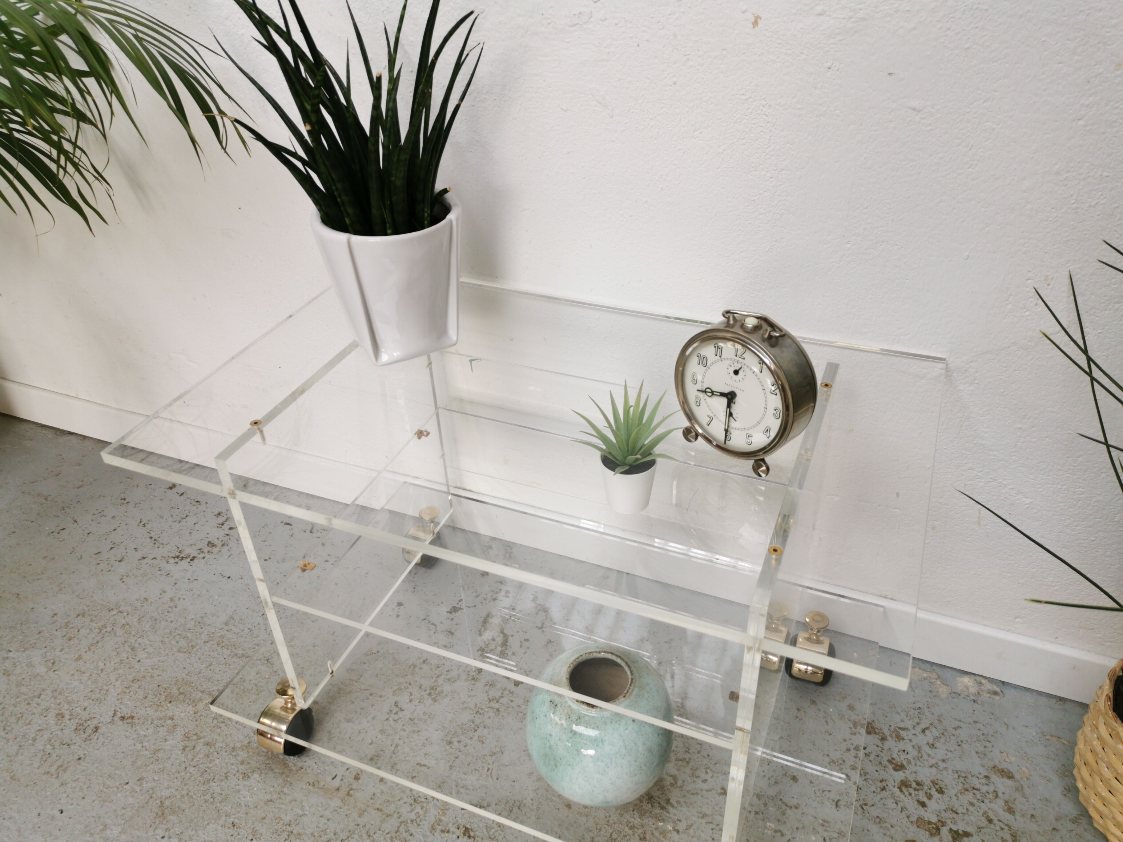 Vintage TV furniture David Lange plexiglass