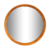 1970 mirror, rattan frame