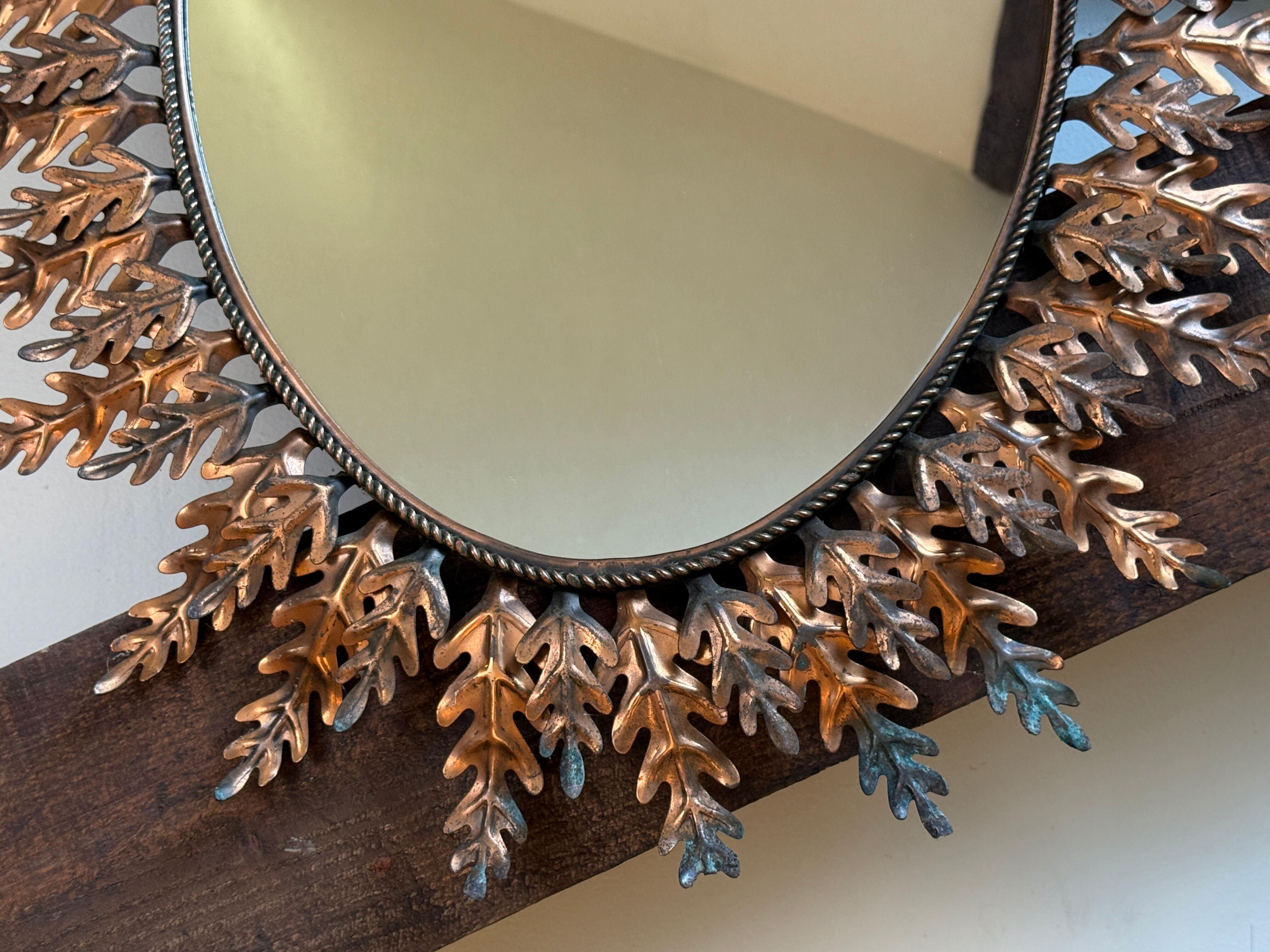 Oval sun mirror wrought iron from the 1950s Italy