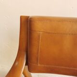 Scandinavian armchair in leather and walnut by Ferdinand 1960