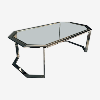 Metal coffee table chrome and gold