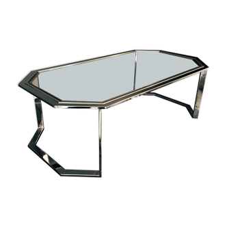 Table basse metal chrome et doré