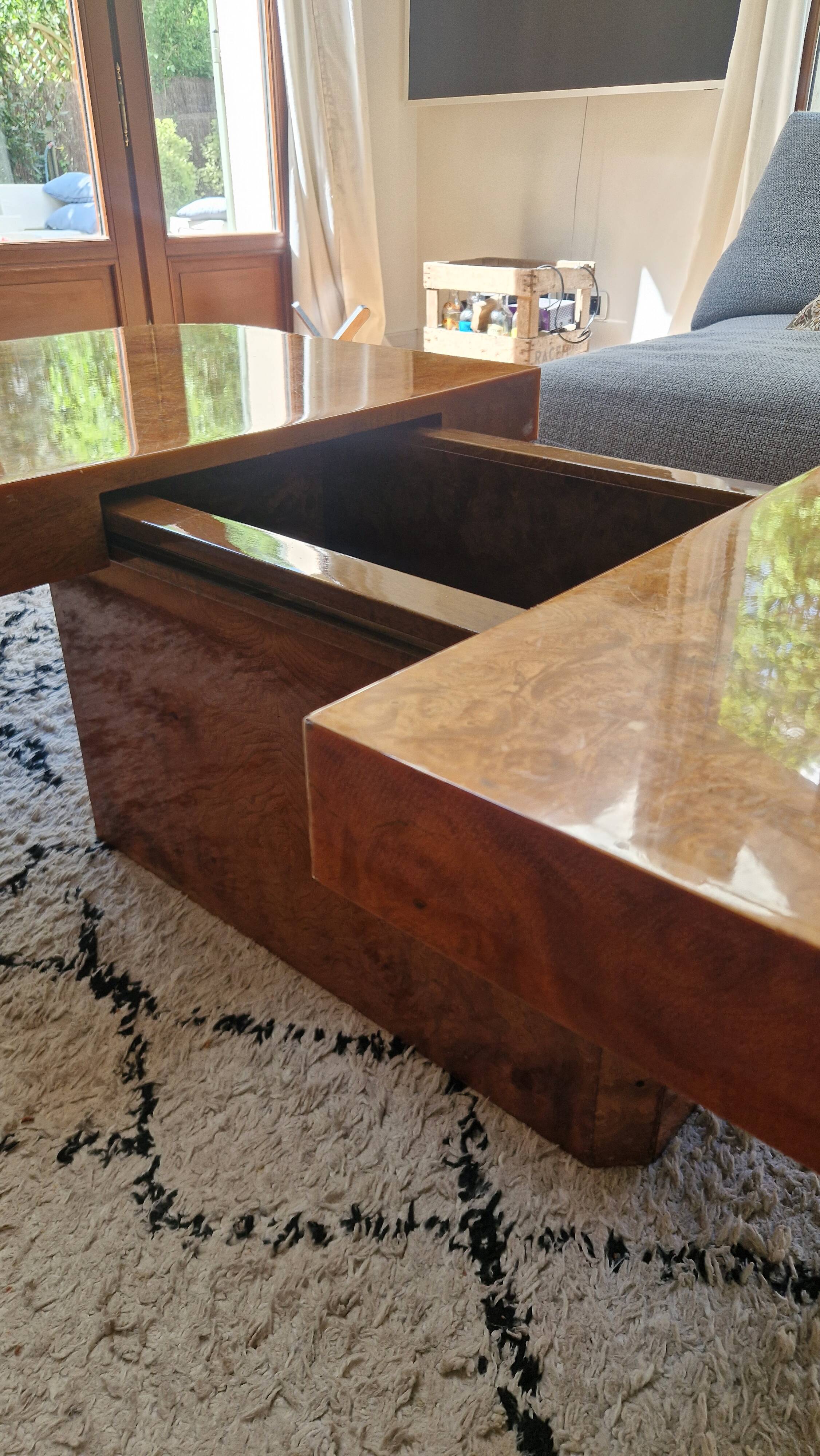 Elm burl coffee table, 1970