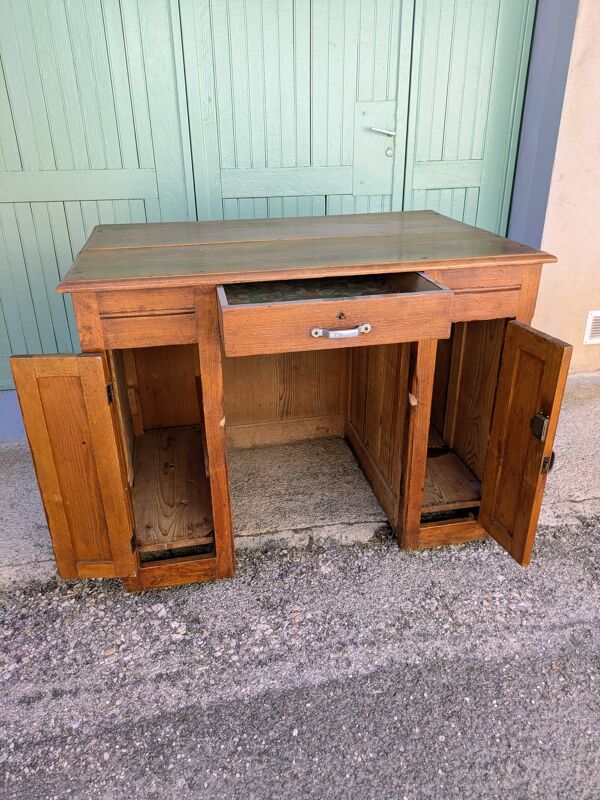 Ancien bureau vintage en bois massif