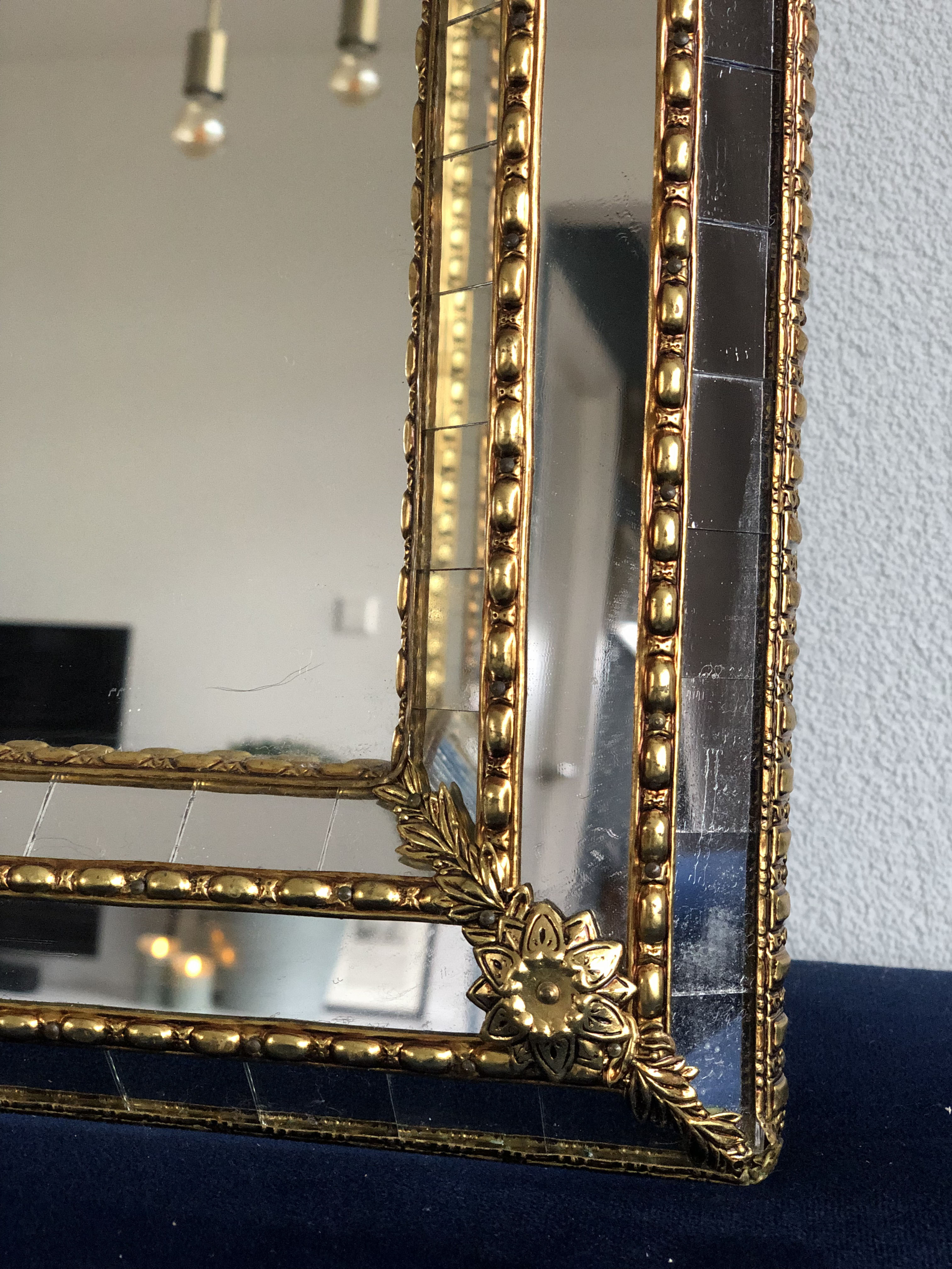 Spanish venetian full length mirror hollywood regency 1980s, 112x59 cm