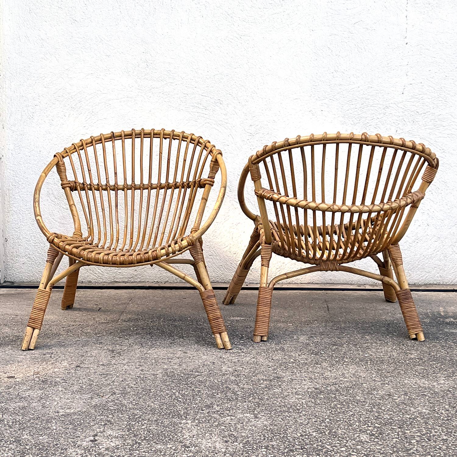 Pair of rattan armchairs