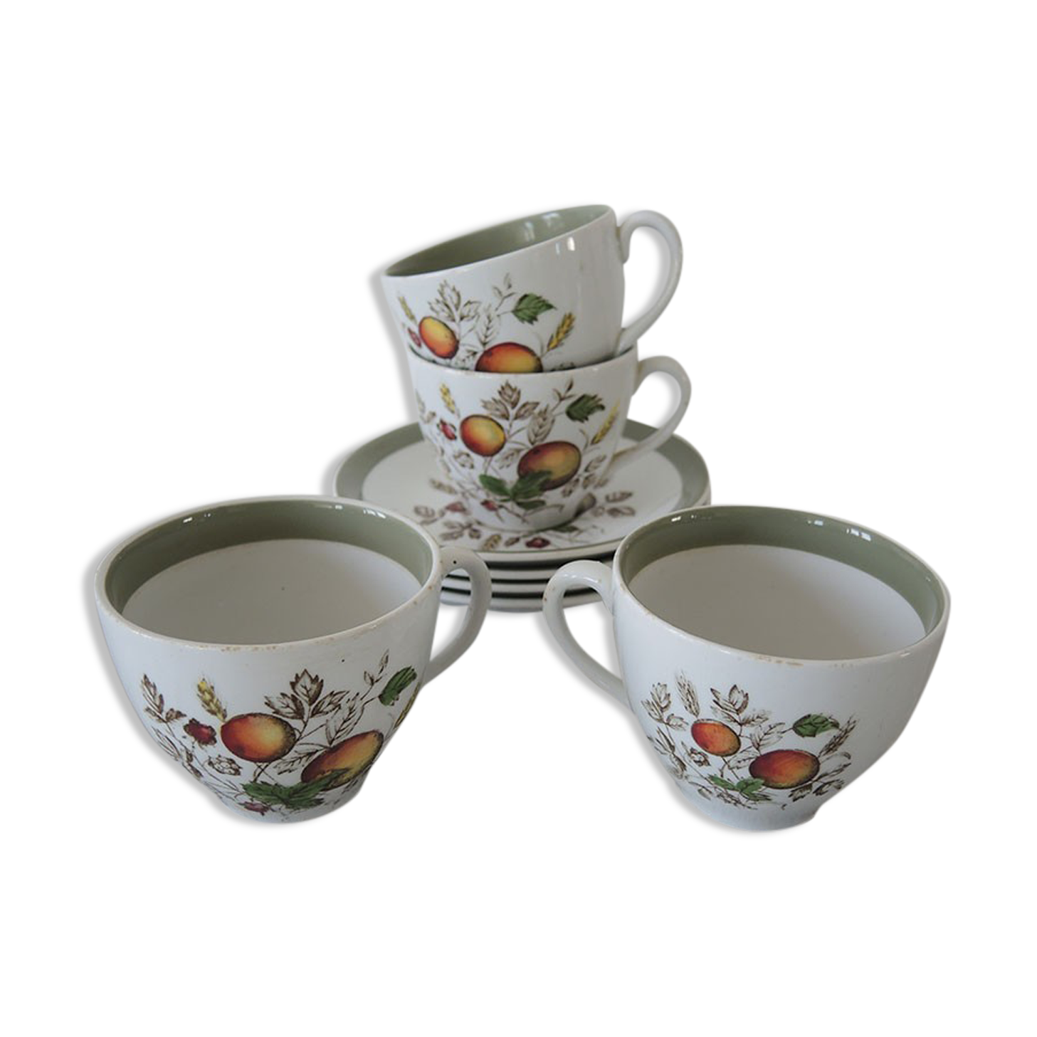 4 Old Cups & Saucers ALFRED MEAKIN England – Hereford