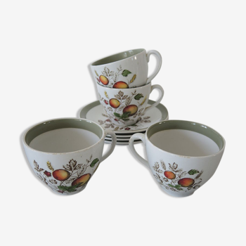 4 anciennes tasses & soucoupes alfred meakin england – hereford