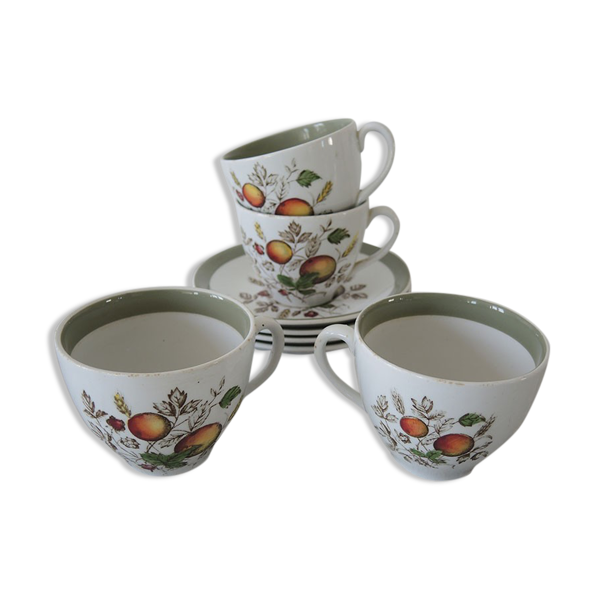 4 anciennes tasses & soucoupes alfred meakin england – hereford
