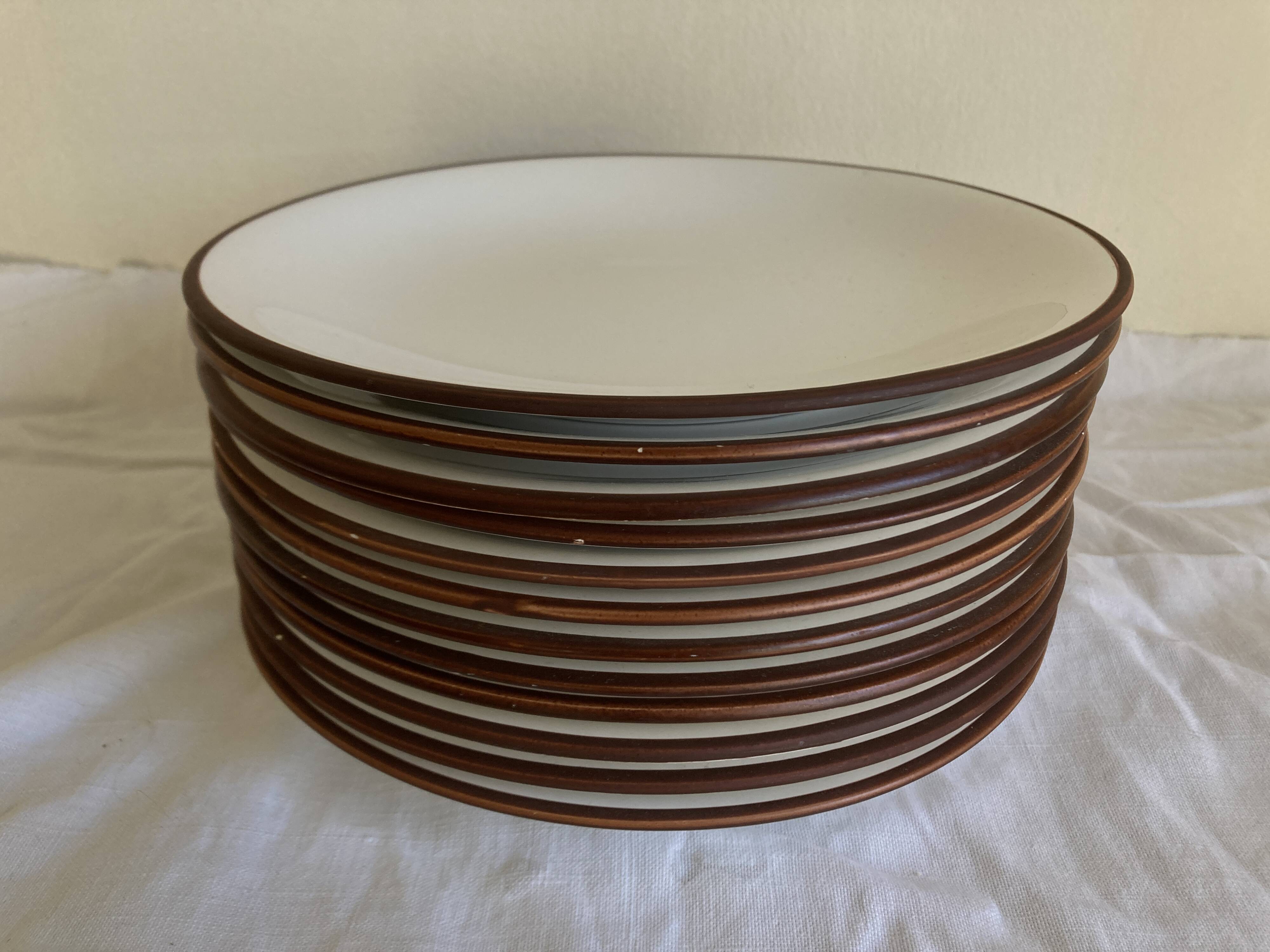 set of 12 flat plates in Siena enameled earthenware by KMK Scandinavian 1965