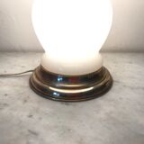 Vintage opaline and brass mushroom lamp