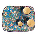 Longwy, cherry blossom glazed earthenware smoking set, early 20th century