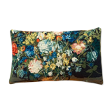Vintage canvas cushion and velvet flower pattern