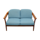 1960s 2-seater sofa in cherrywood middle blue, Wilhelm Knoll